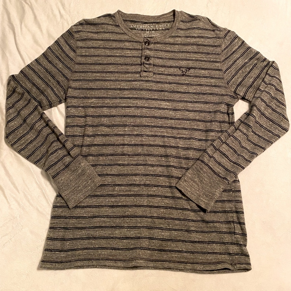 American Eagle striped Henley shirt